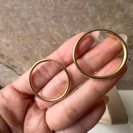 Medium Plain Smooth Hoops 14k Solid Gold Earrings