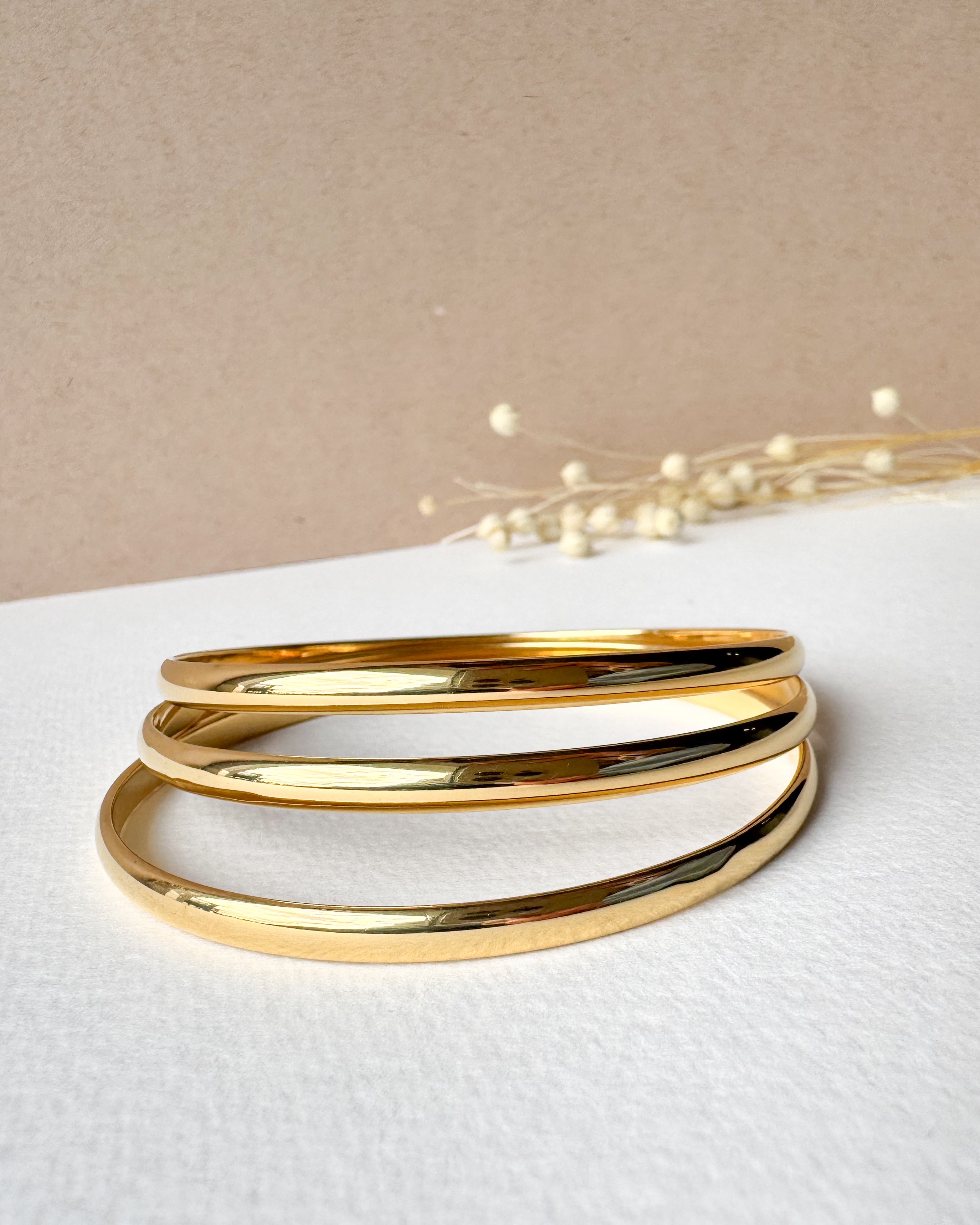 Set 3 Golden Medium Bangle