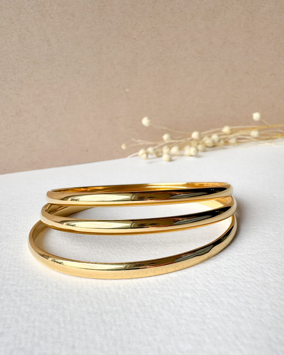 Set 3 Golden Medium Bangle