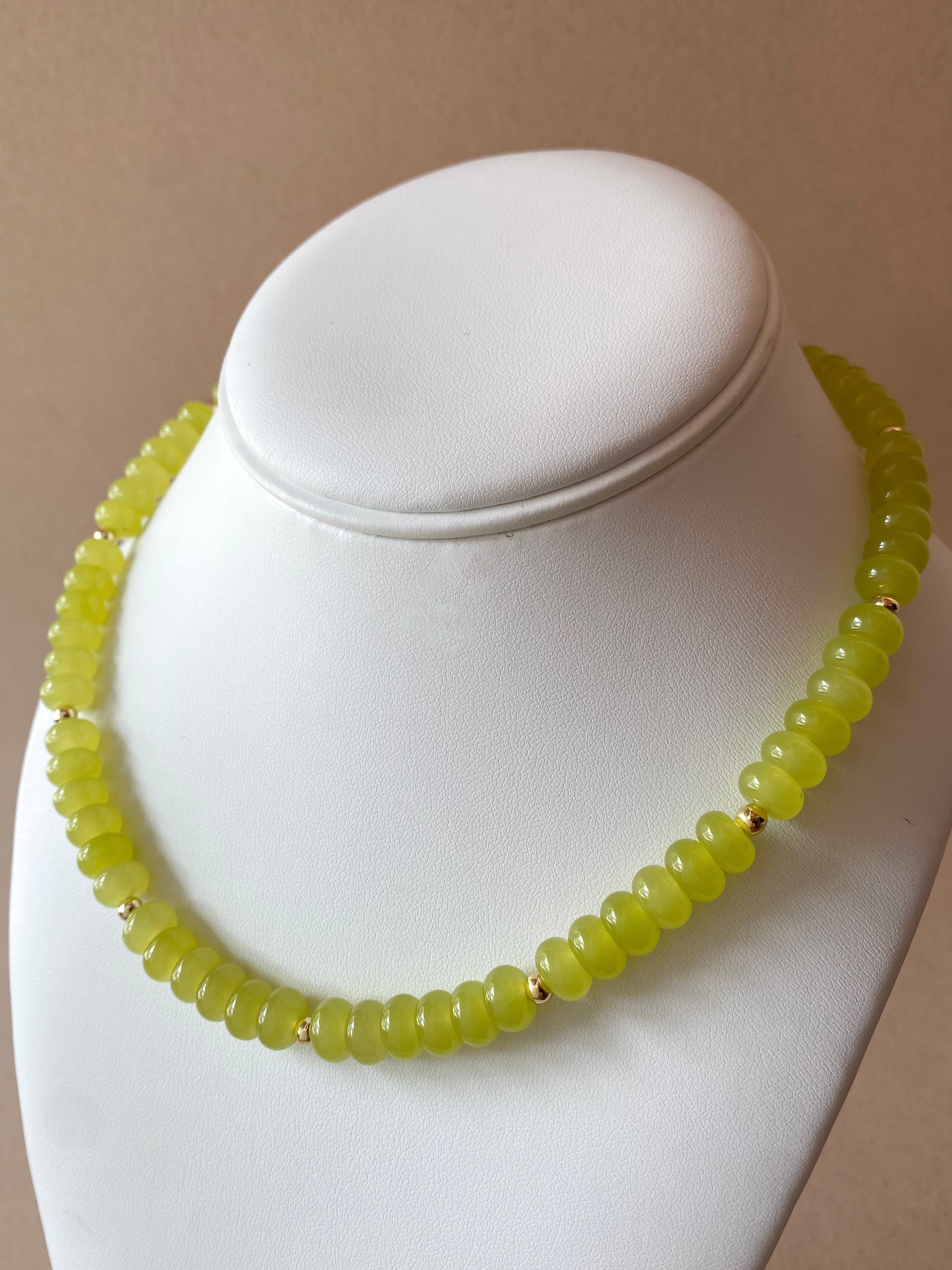 Green Lime Morganita Beads Necklace
