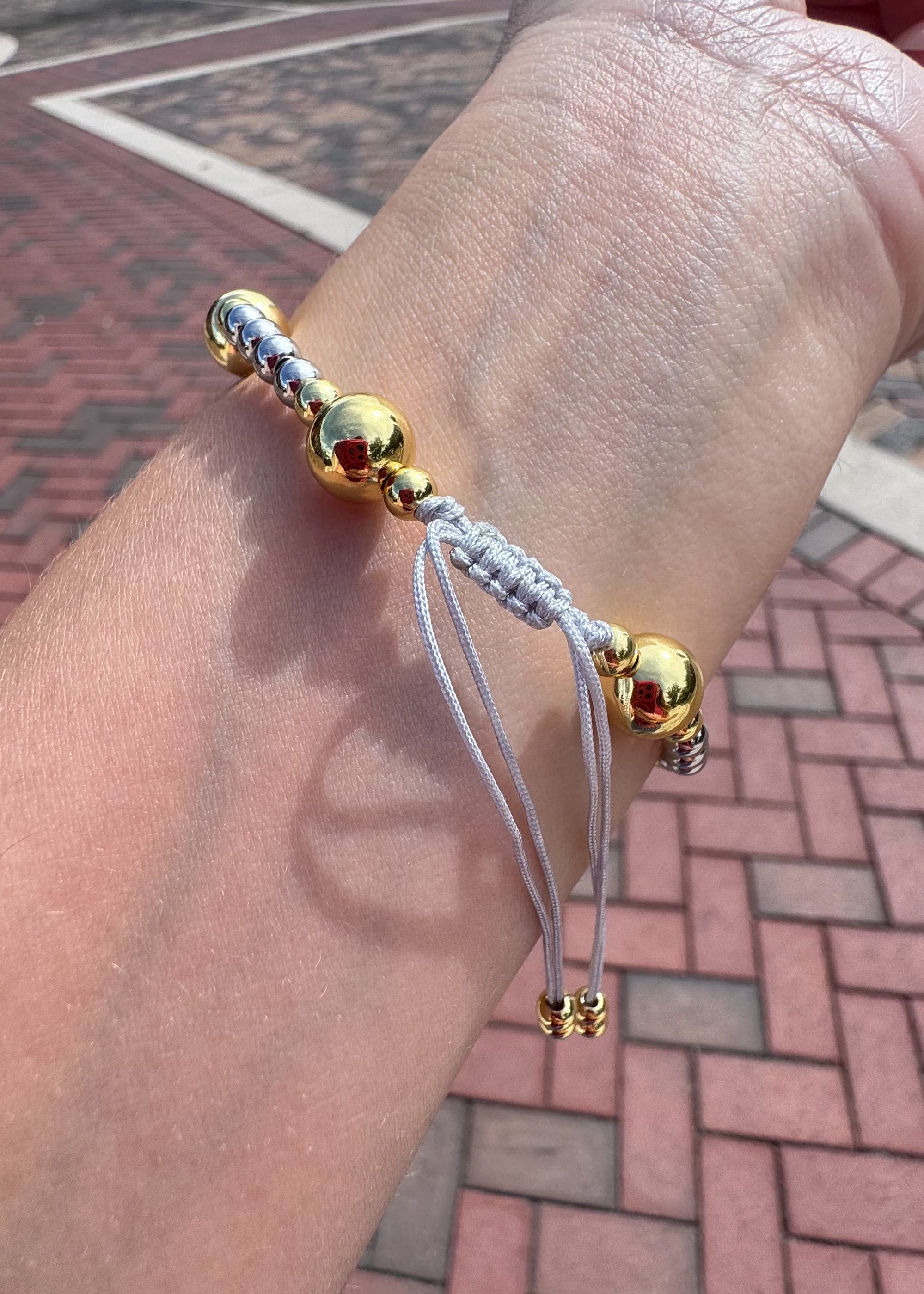 Silver and Gold St Benedict Balls Adjustable Bracelet