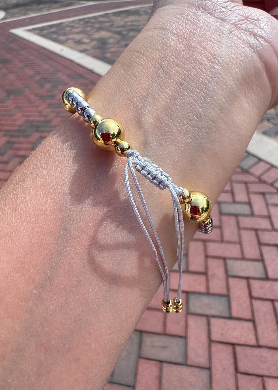 Silver and Gold St Benedict Balls Adjustable Bracelet