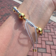Silver and Gold St Benedict Balls Adjustable Bracelet