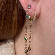 Colorful Crystal 2 Layers Hoops Steel Earrings