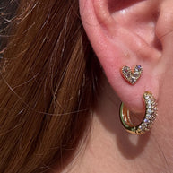Shiny Golden Hoops & Little Heart Shape Earrings