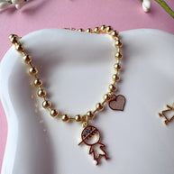 Golden Kids & Heart Bracelet