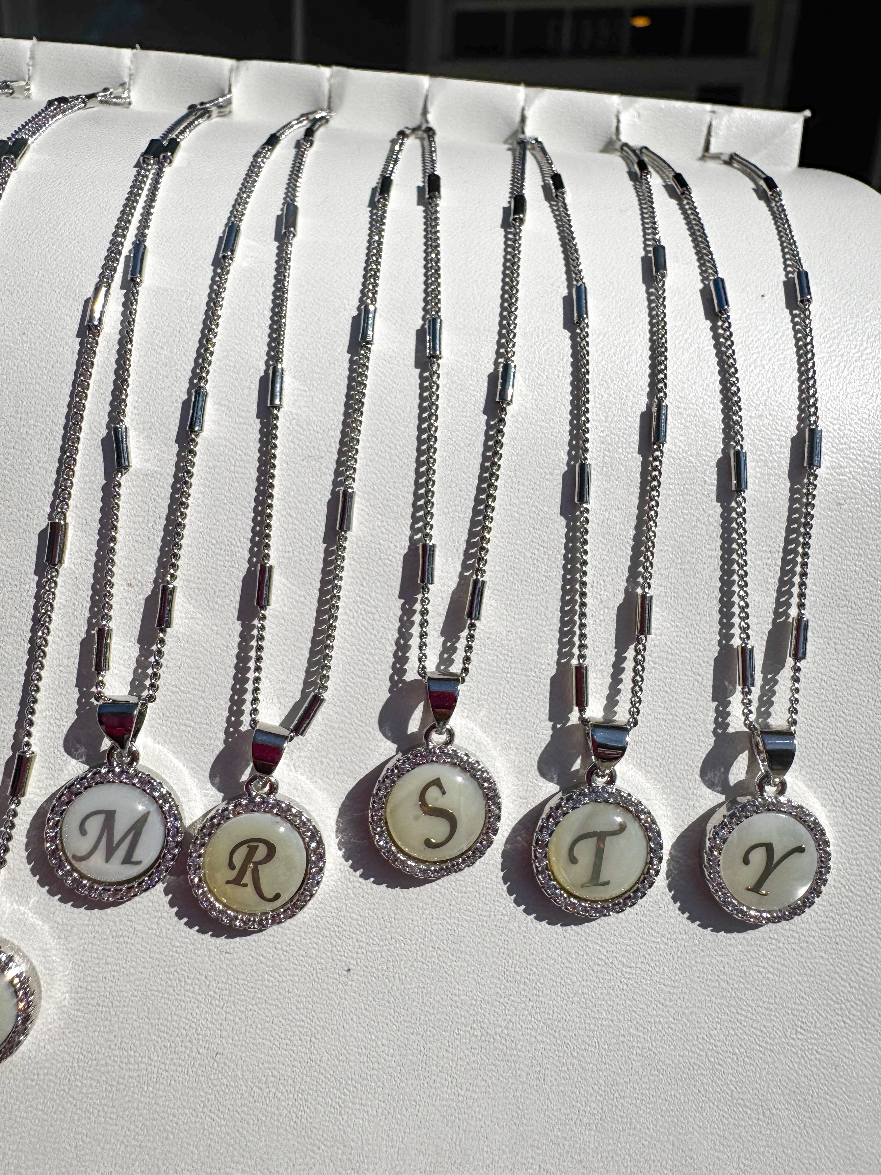 Initial Silver Mother of Pearl Necklace