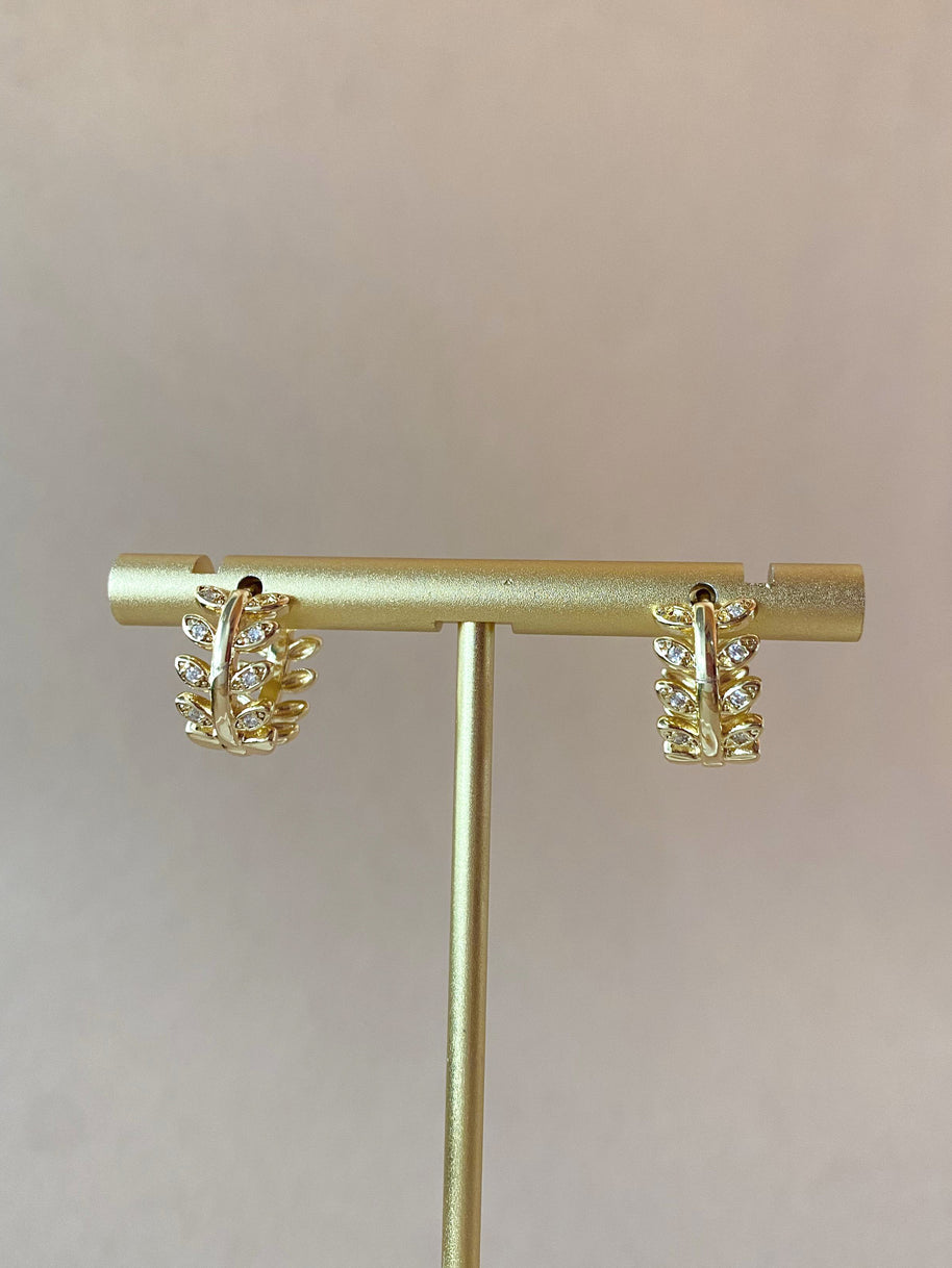 Big, Medium and Little Leaf Style Crystals Hoops