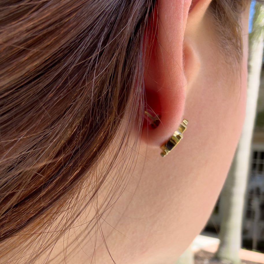 2 Drop Zircon Green and Clear Steel Earrings