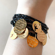 Our Father Prayer Charms Black Adjustable Bracelet