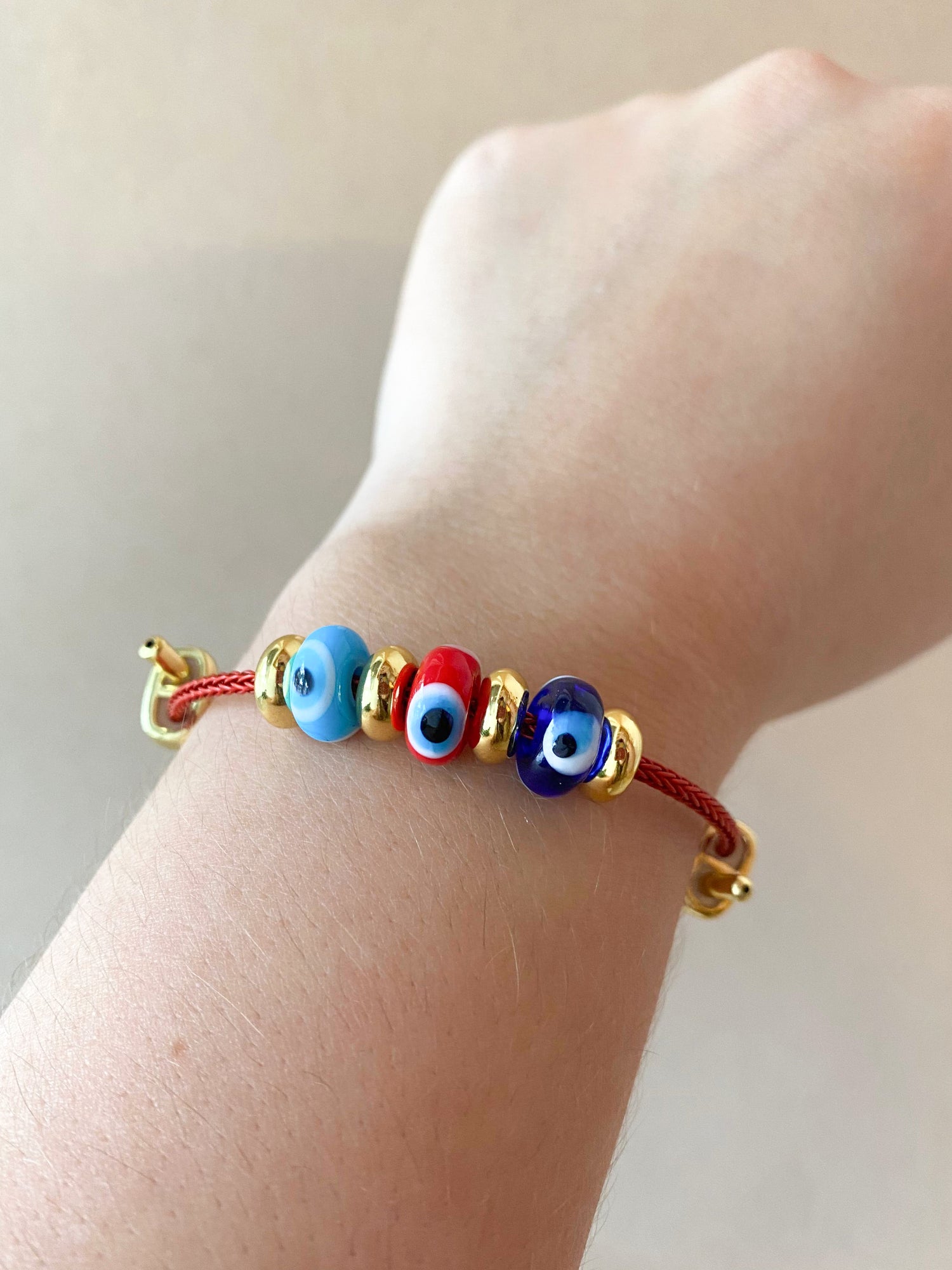 3 Evil Eye Adjustable Red Bracelet