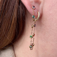 Colorful Crystal 2 Layers Hoops Steel Earrings