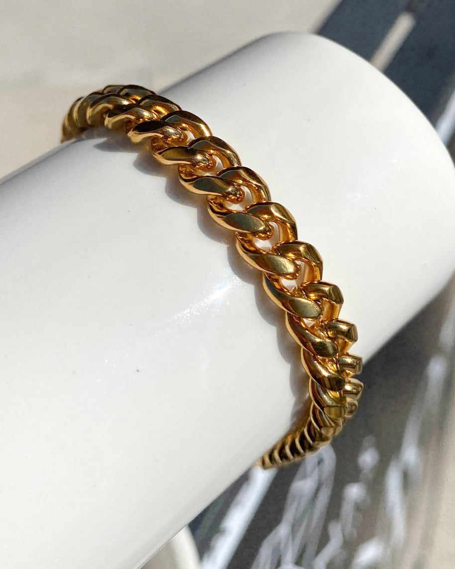 Golden Steel Thick Links Bracelet for Men