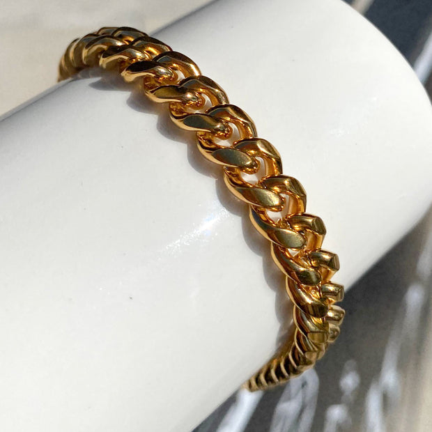 Golden Steel Thick Links Bracelet for Men