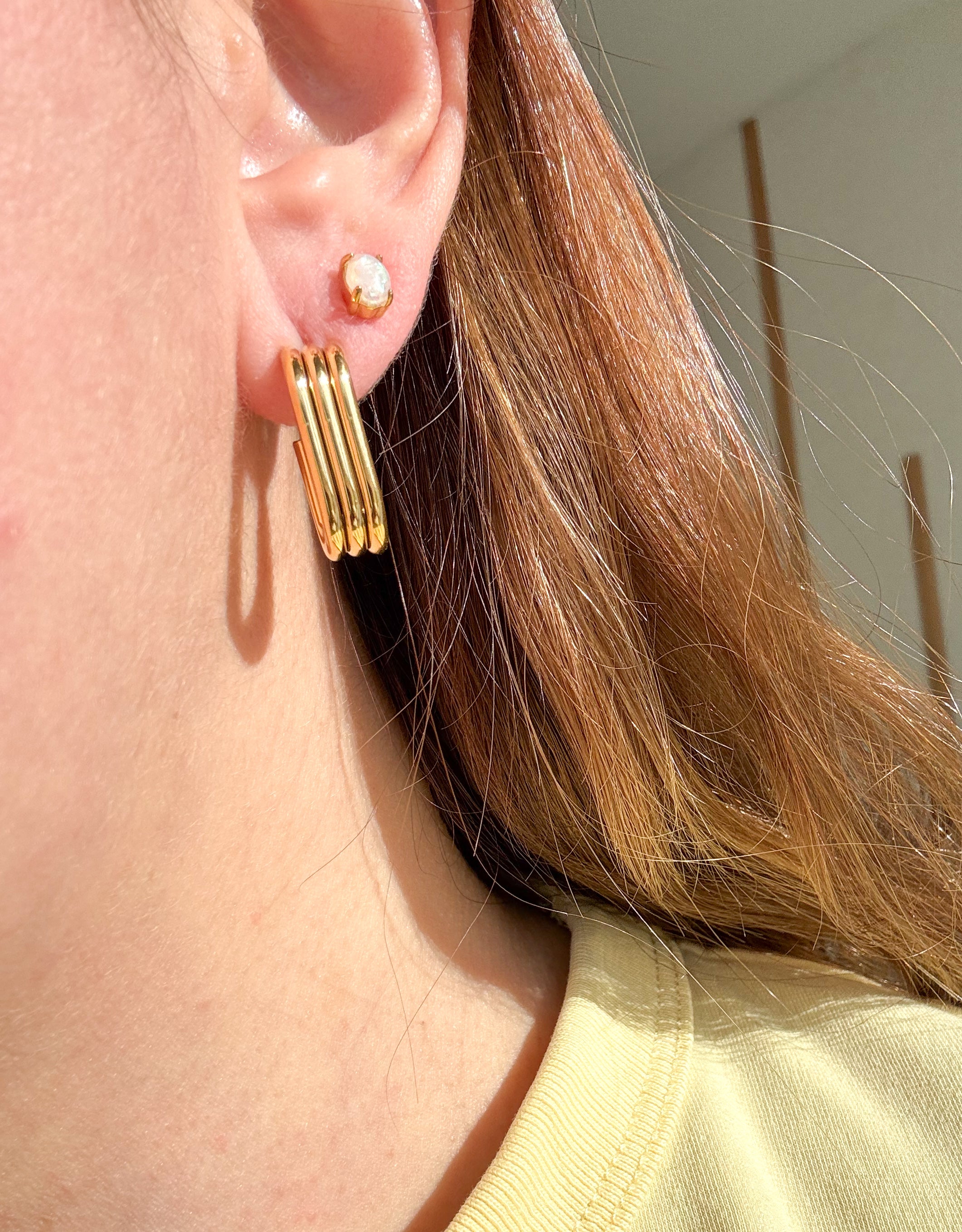 Gold Dangle Steel Earrings