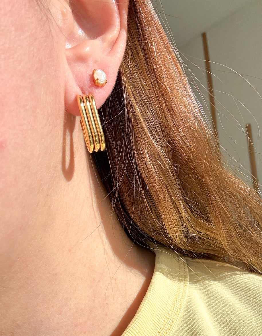 Gold Dangle Steel Earrings