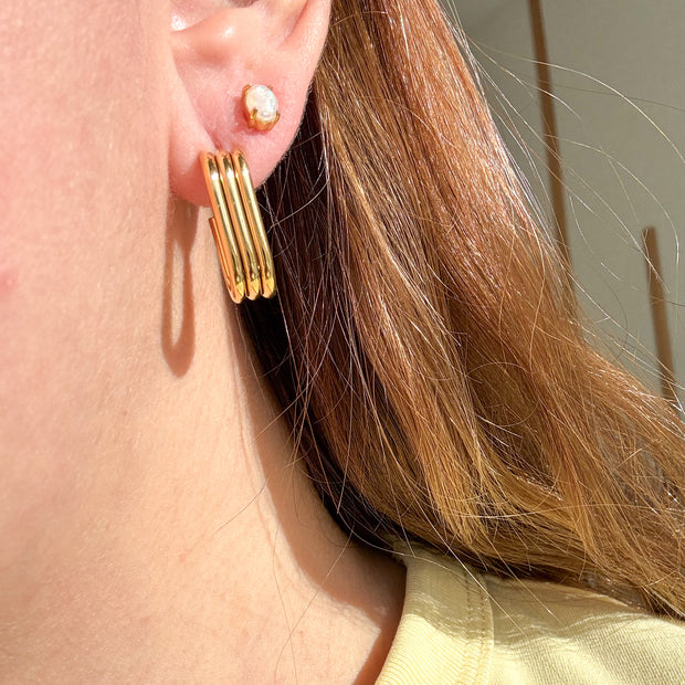 Gold Dangle Steel Earrings