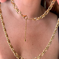 Oval or Round Classic Golden Steel Links Chain Necklaces
