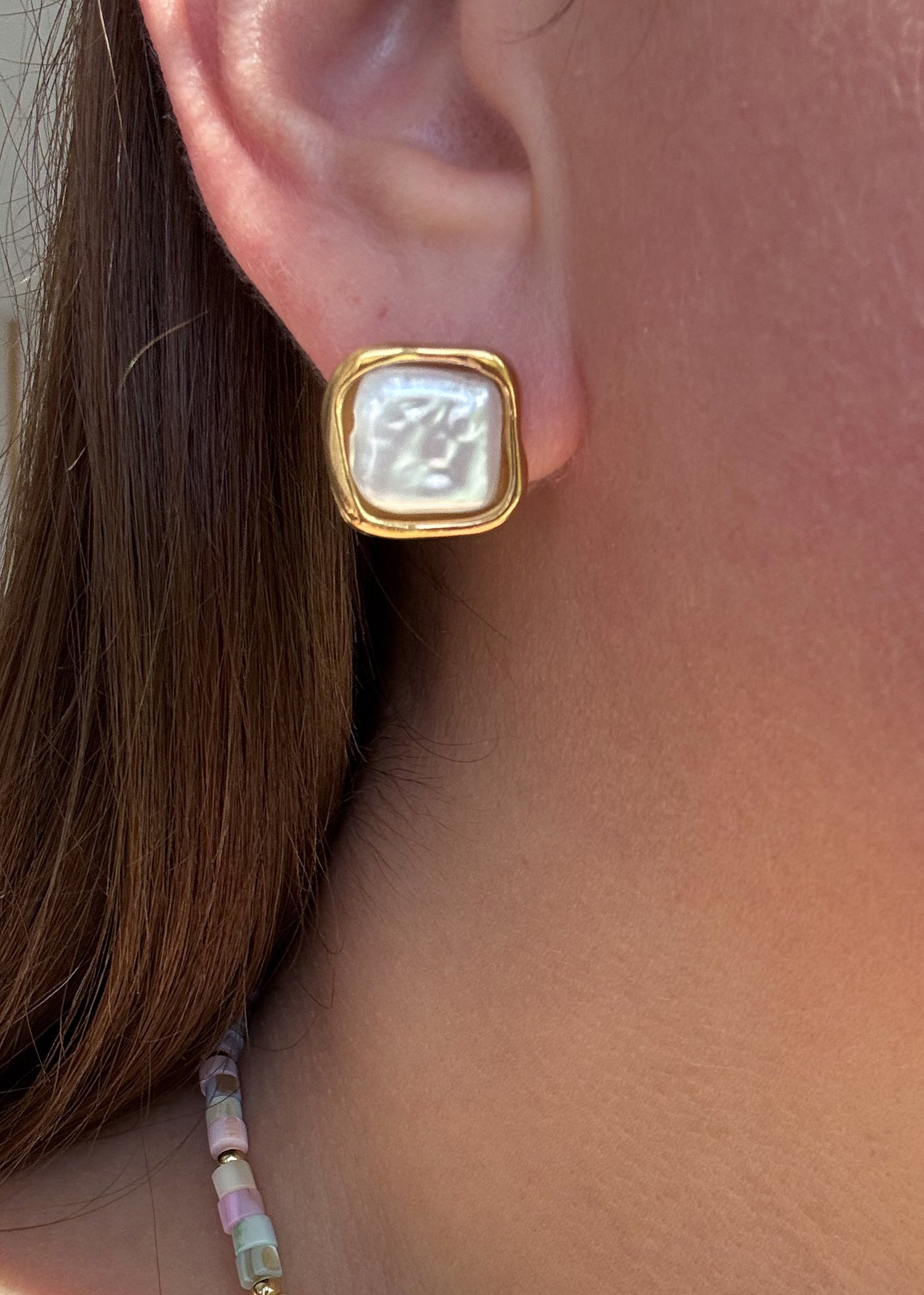 Square Mother Of Pearl Earrings