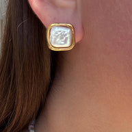 Square Mother Of Pearl Earrings