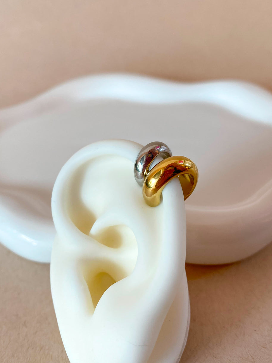 Silver and Gold Steel Pair of Plain Ear Cuff