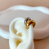 Silver and Gold Steel Pair of Plain Ear Cuff