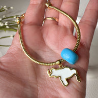 White Venezuela Map & Blue Tuerca Bracelet
