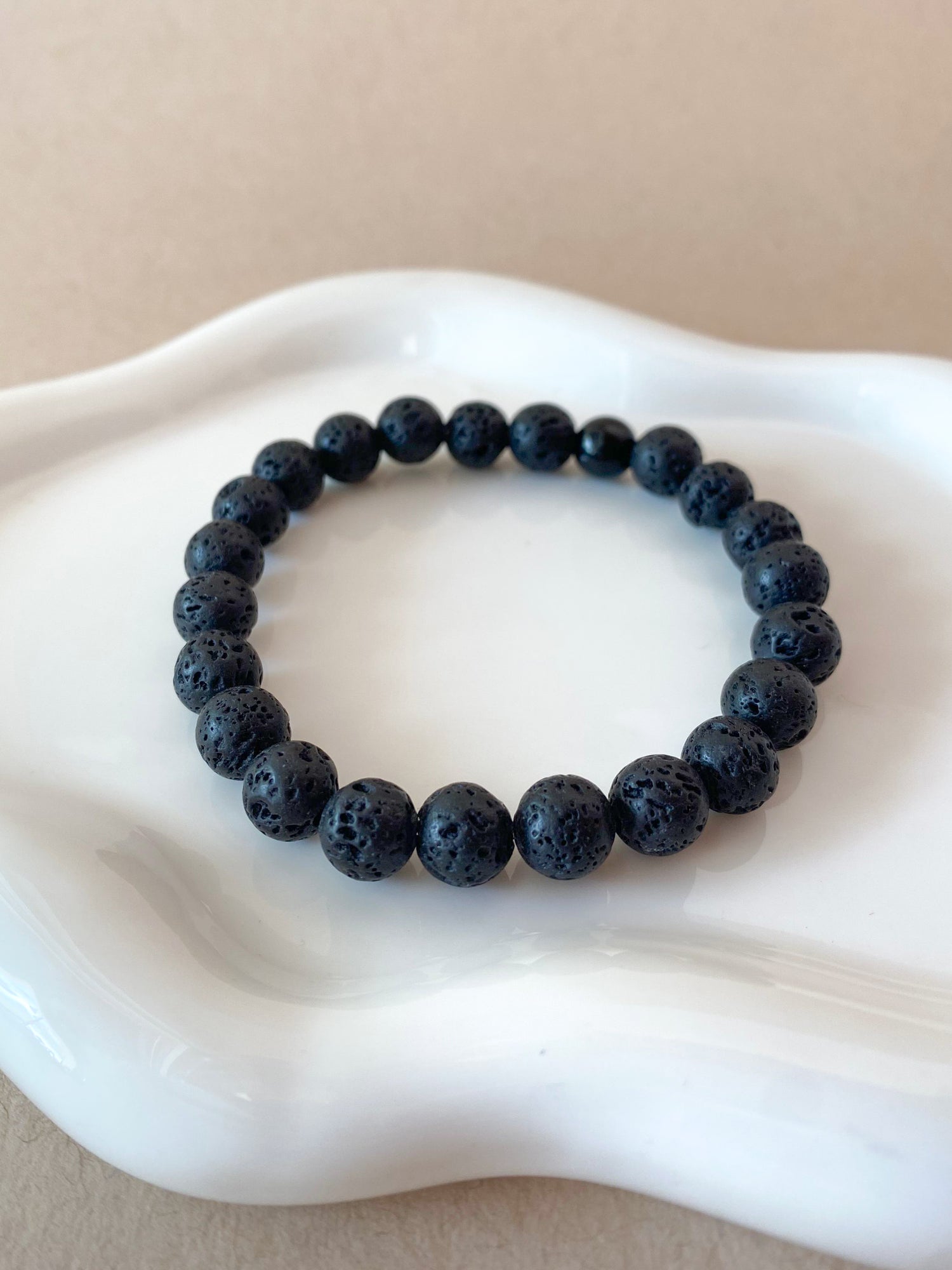Volcanic Stones 🪨 Black Elastic Men Bracelet