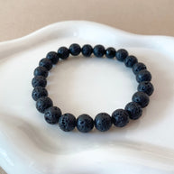 Volcanic Stones 🪨 Black Elastic Men Bracelet