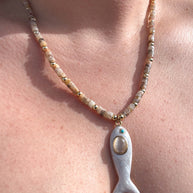 Australian Zebra Stone Necklace with Fish