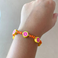Orange Crystals Necklace and Bracelet Set