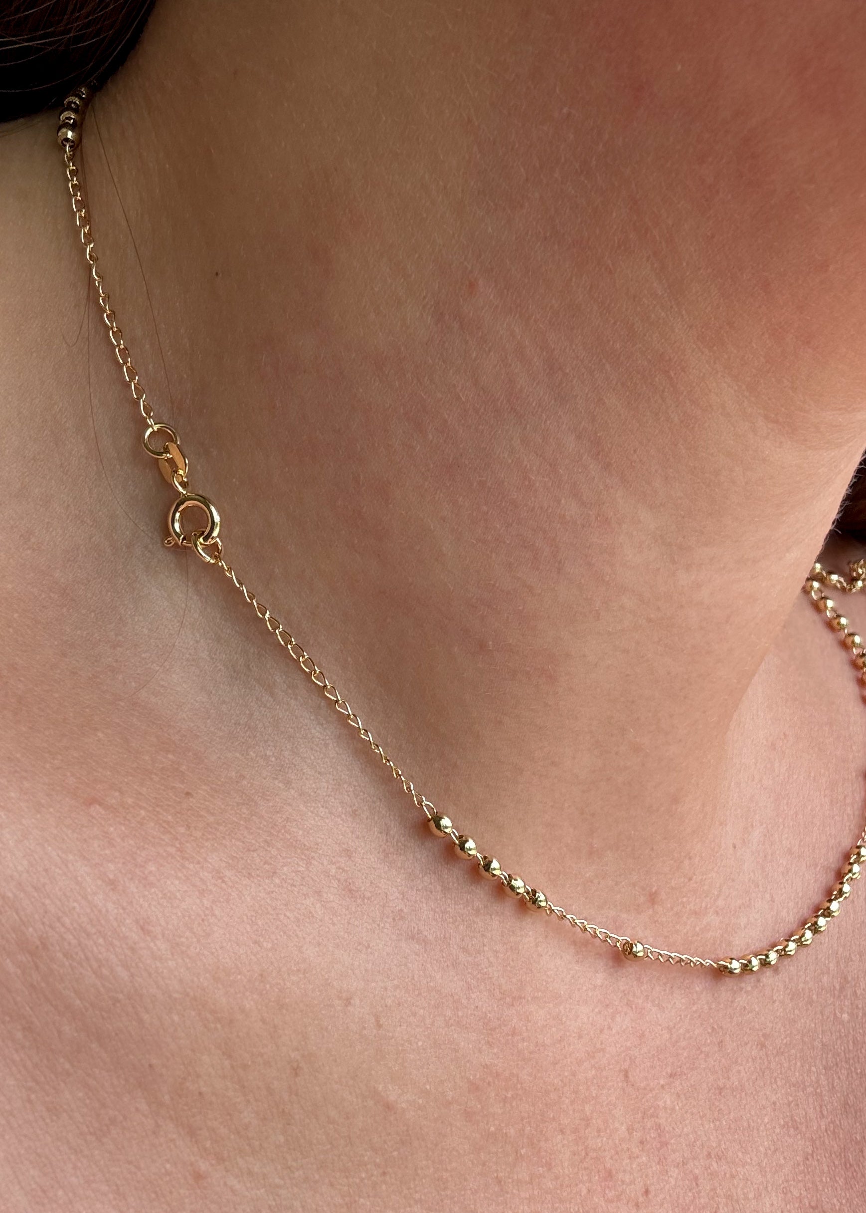 Golden Plain Cross Rosary Necklace