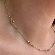 Golden Plain Cross Rosary Necklace