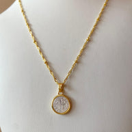 St. Benedict Medal Mother of Pearl Necklace