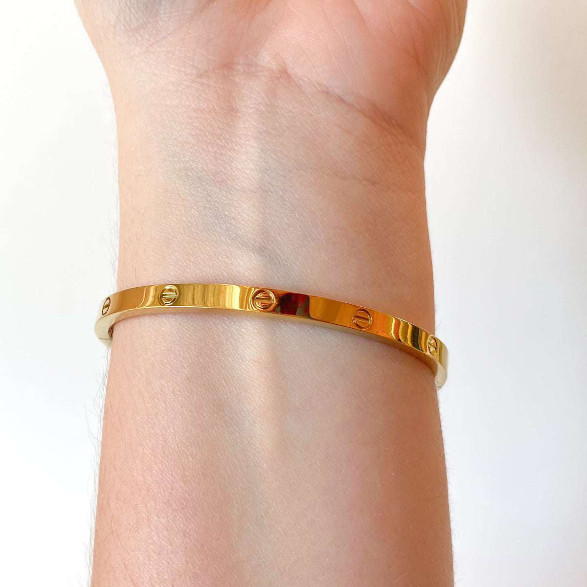 Golden Steel Screw Thin Bracelet with Screwdriver