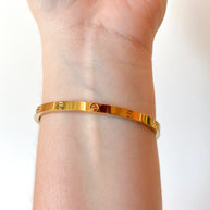 Golden Steel Screw Thin Bracelet with Screwdriver