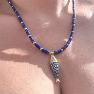 Imperial Jasper Necklace + Blue Fish
