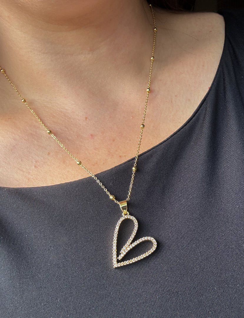 Cadena Silueta de Corazon Brillante