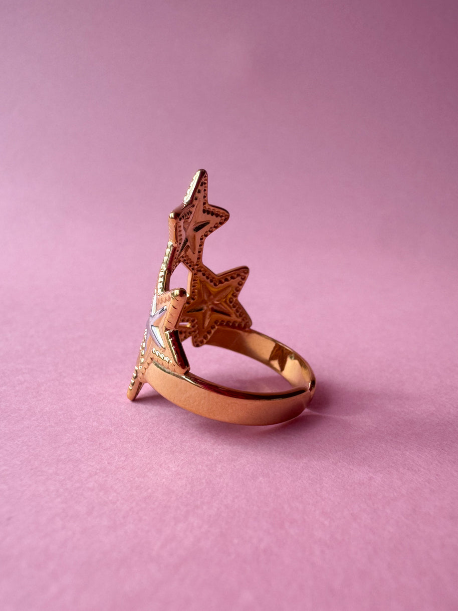 4 Silver and Gold Stars Ring