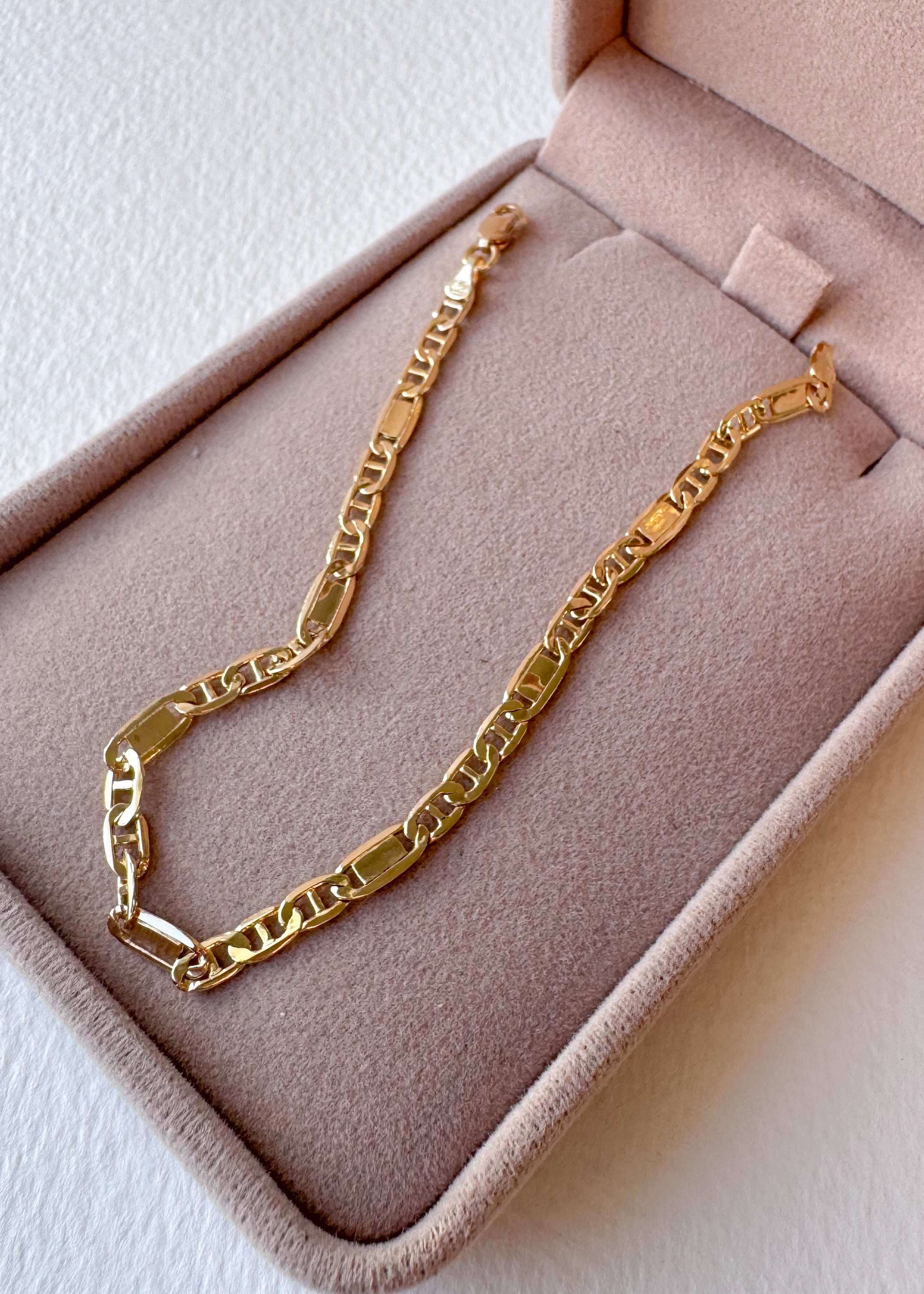 Plain Links Style 14k Solid Gold Bracelet