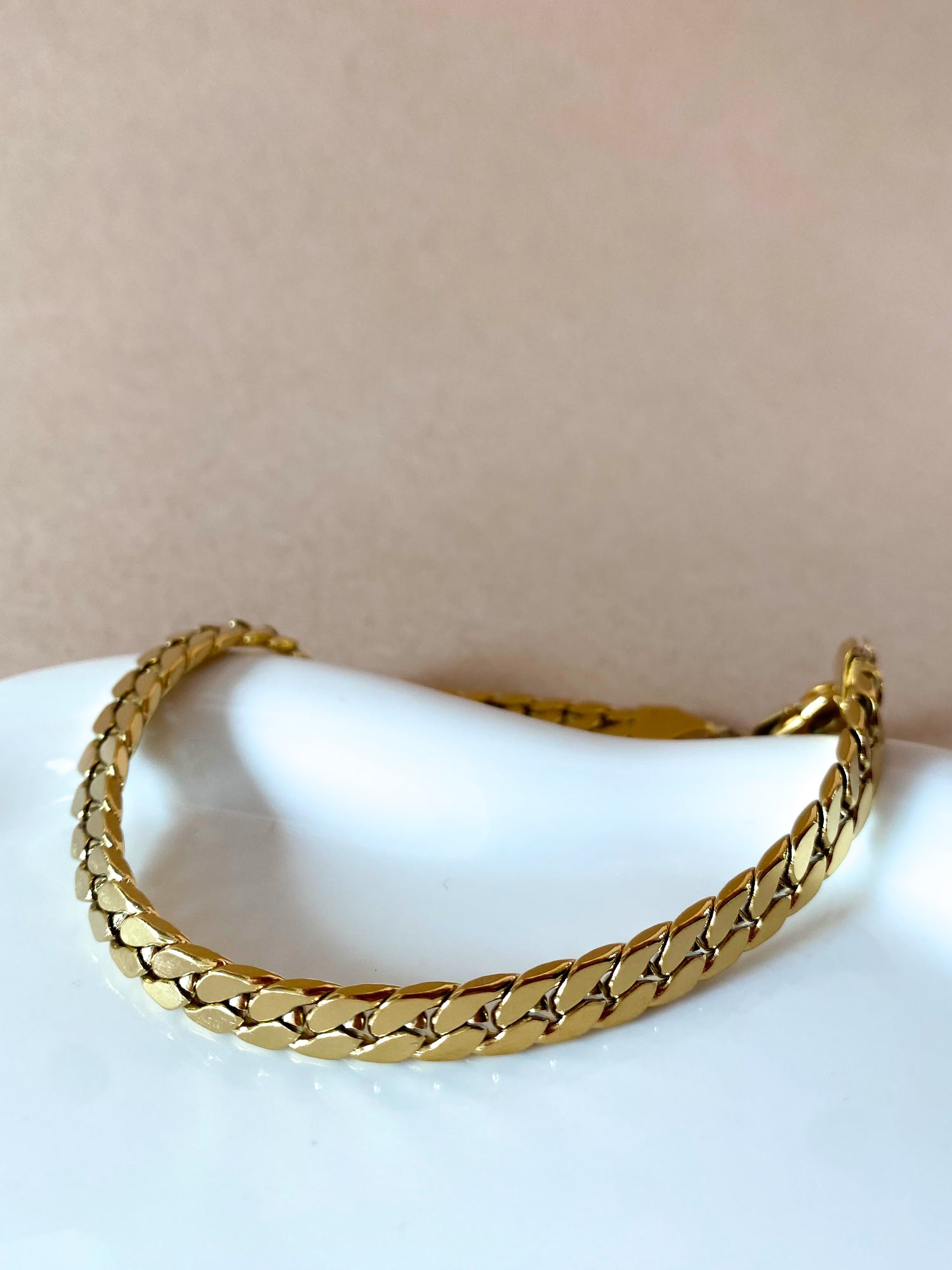 Golden Plain Links Men Steel Bracelet