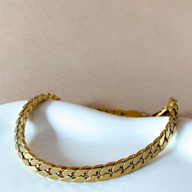 Golden Plain Links Men Steel Bracelet