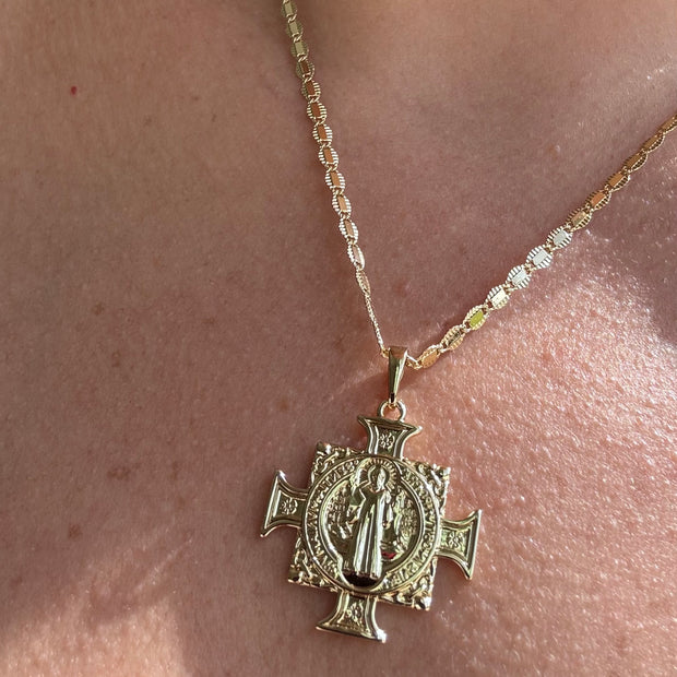 St Benedict Big Medal Necklace
