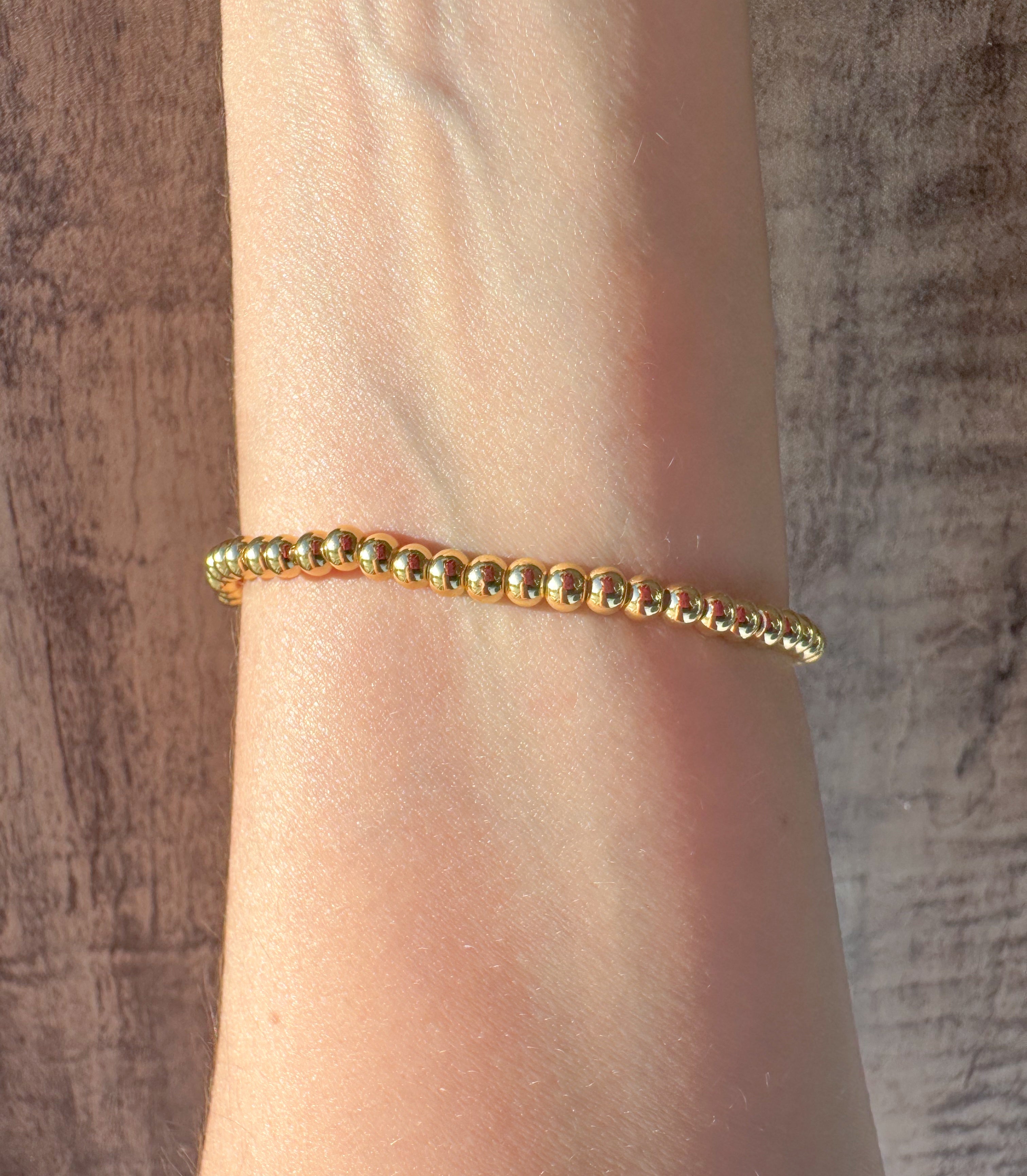 Plain Golden Balls Elastic Bracelet
