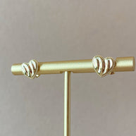 Textured Shape of Golden Heart Little Earrings