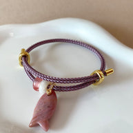 Fish and 2 Turkish Stone Rhodochrosite Adjustable Bracelet