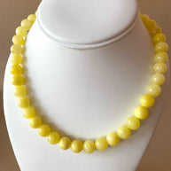 Light Yellow Jade 10mm Short Necklace