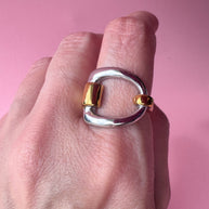 Silver & Gold Square Shape Ring