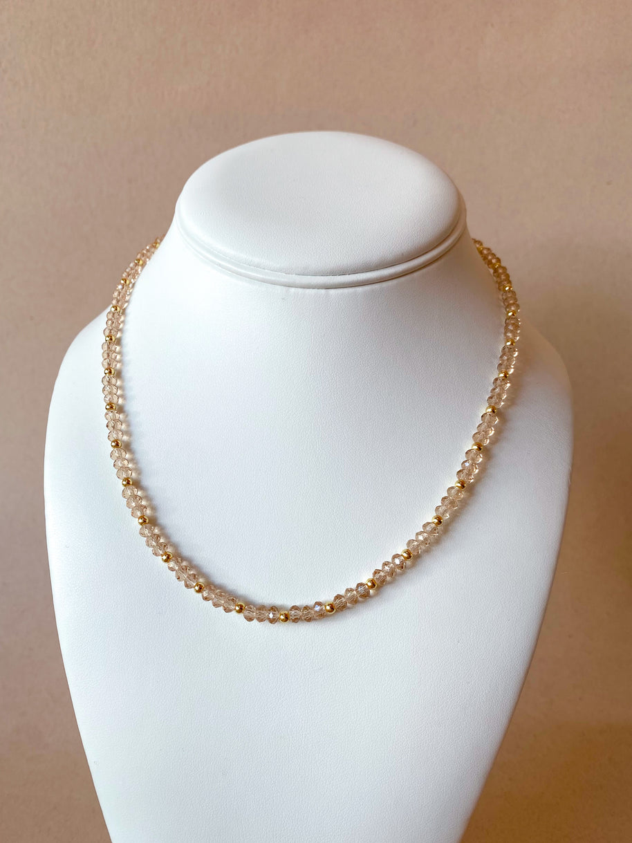Light Brown Crystals Plain Necklace