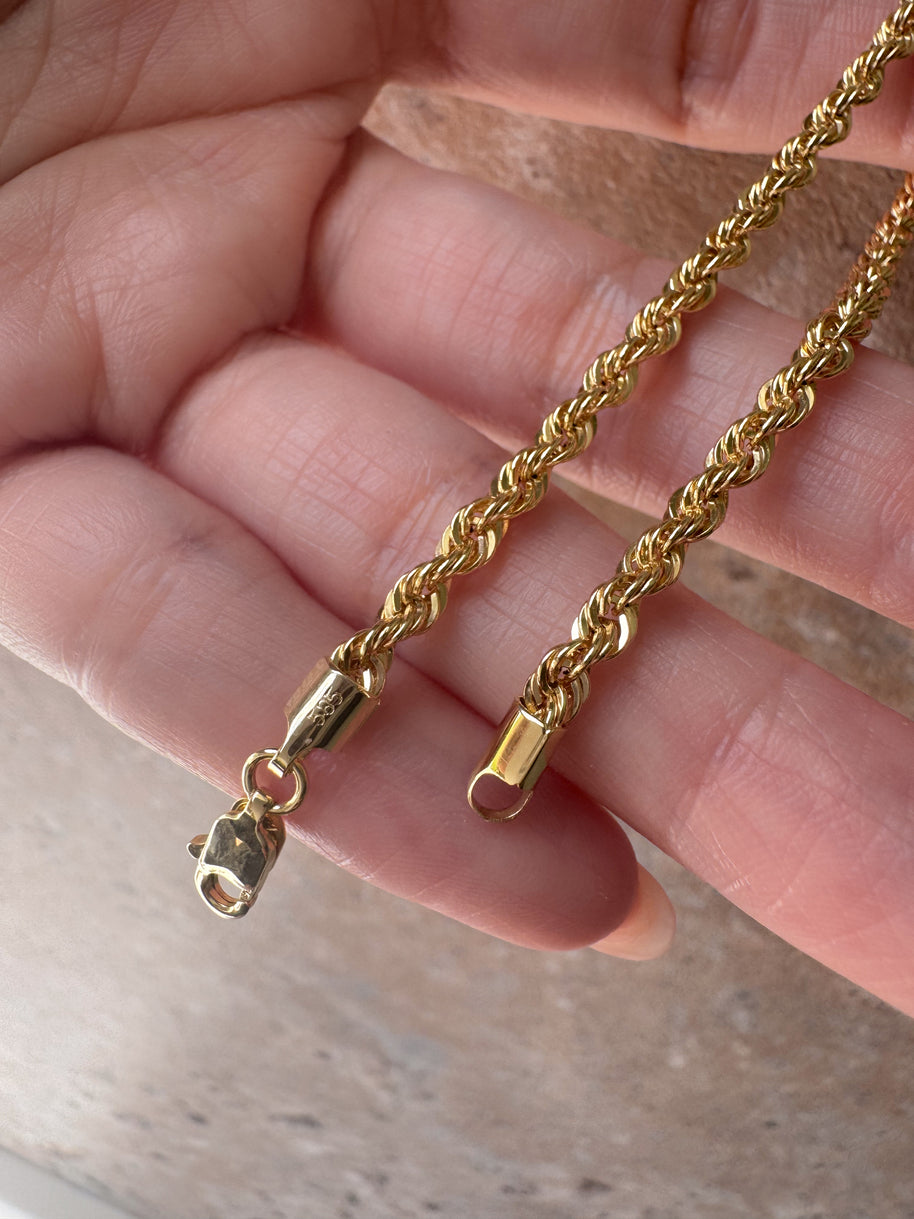 Rope Style 14k Solid Gold Bracelet
